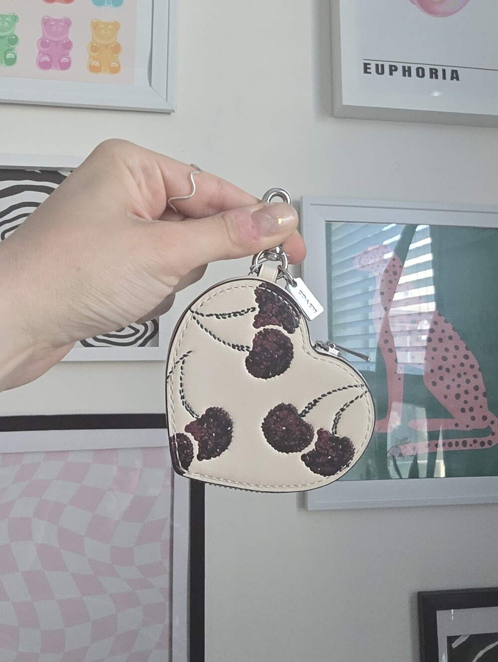 Authentic Coach Heart Charm With Cherry Print
